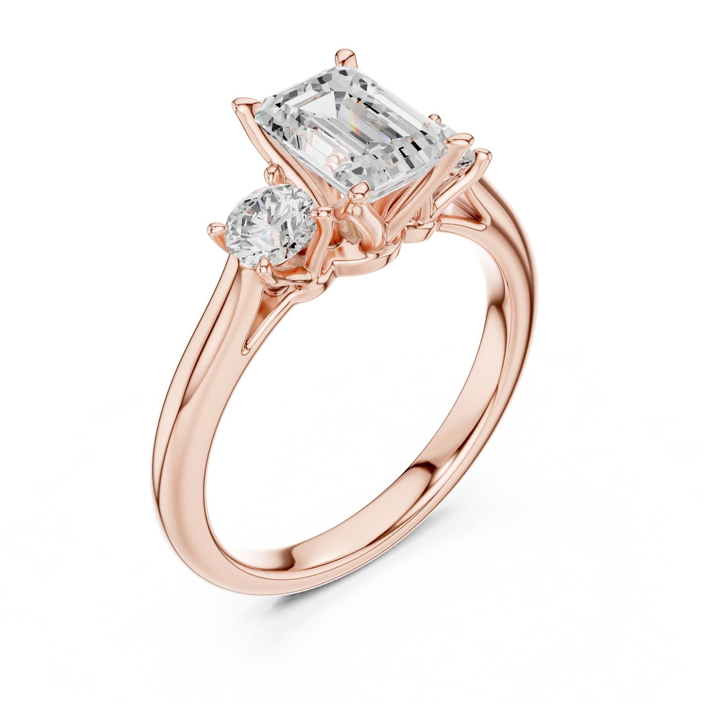 Emerald Lab Grown Diamond Three-Stone Engagement Ring