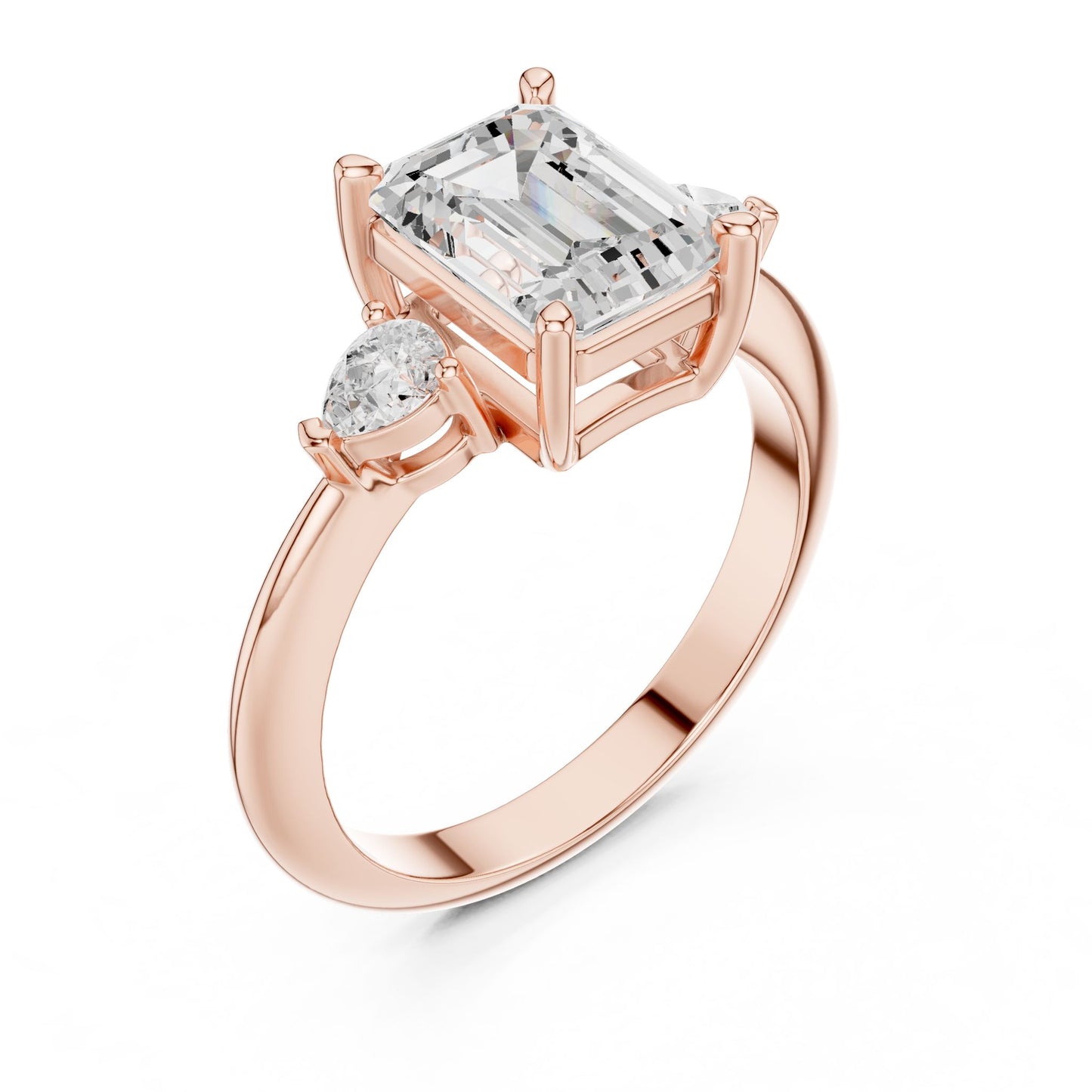 Emerald Lab Grown Diamond Three-Stone Engagement Ring