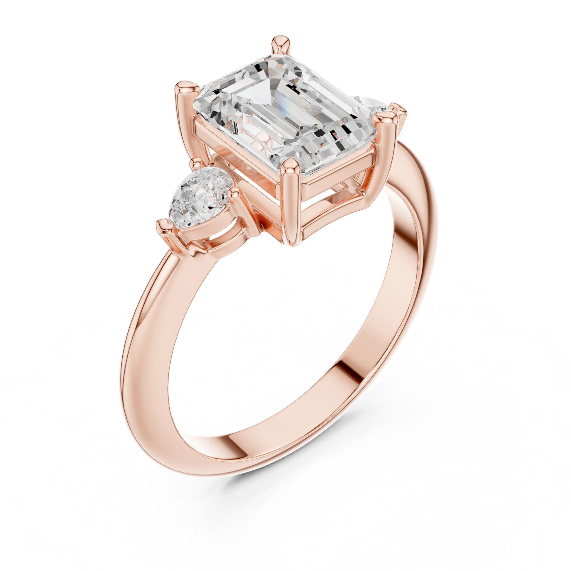 Emerald Lab Grown Diamond Three-Stone Engagement Ring