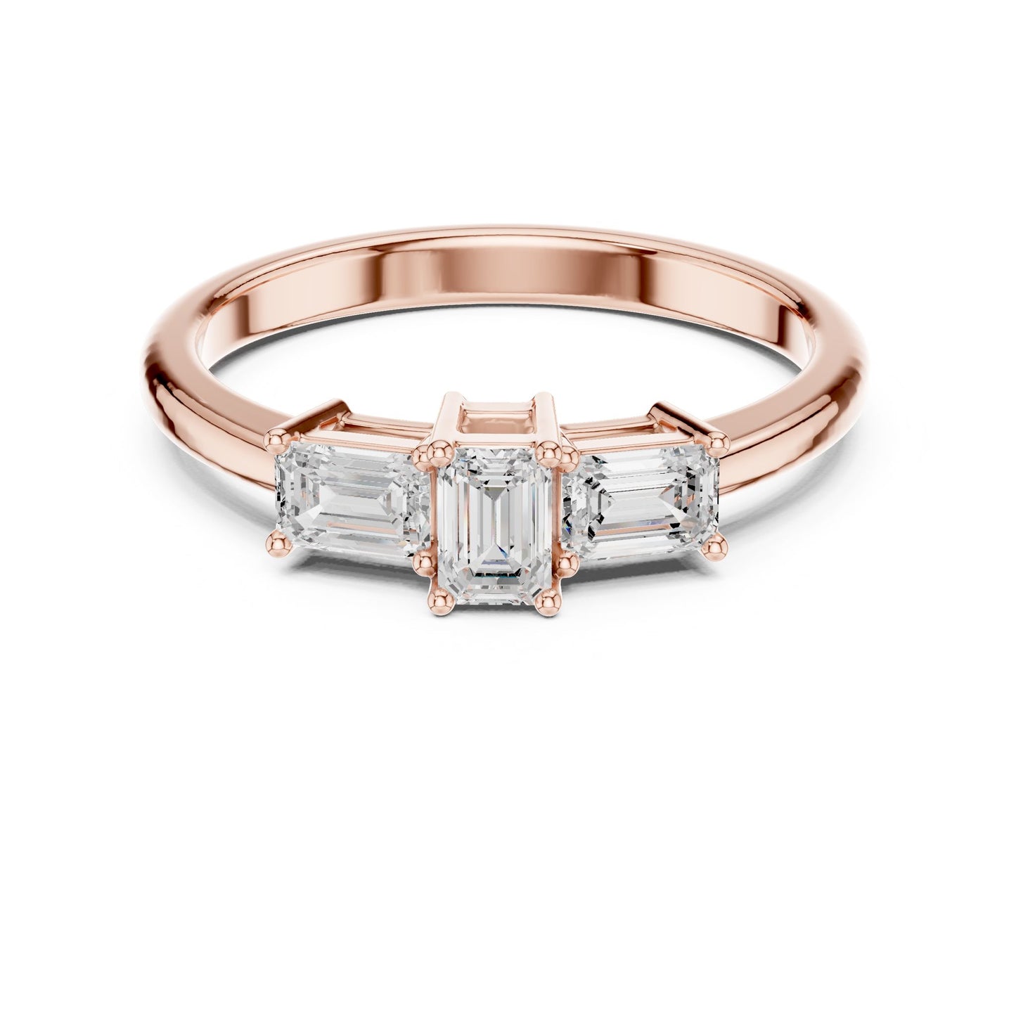 Emerald Lab Grown Diamond Three-Stone Engagement Ring