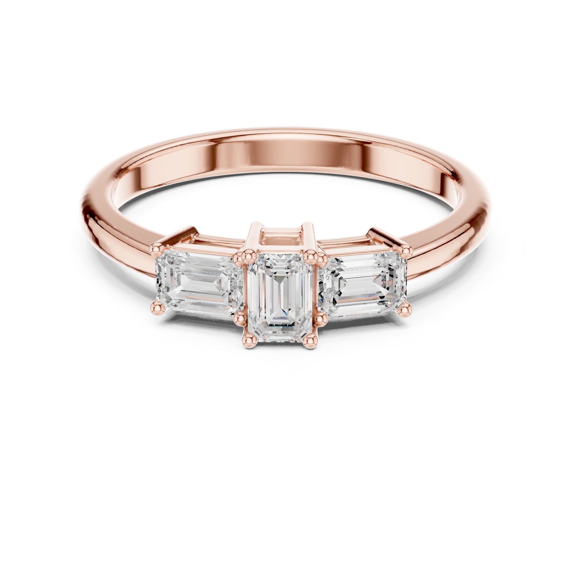 Emerald Lab Grown Diamond Three-Stone Engagement Ring