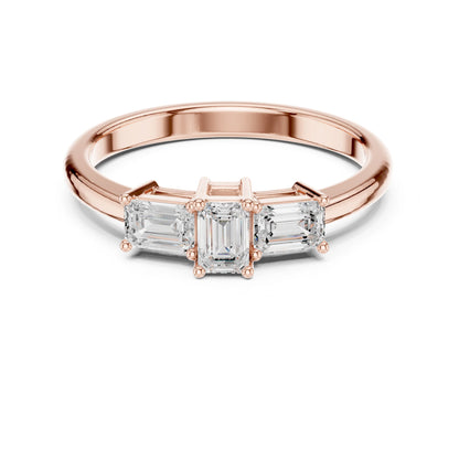 Emerald Lab Grown Diamond Three-Stone Engagement Ring