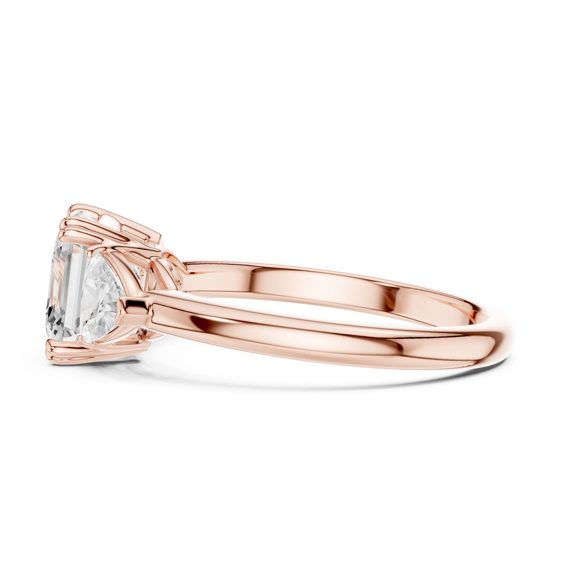 Emerald Lab Grown Diamond Three-Stone Engagement Ring