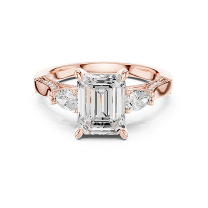 Emerald Lab Grown Diamond Three-Stone Engagement Ring
