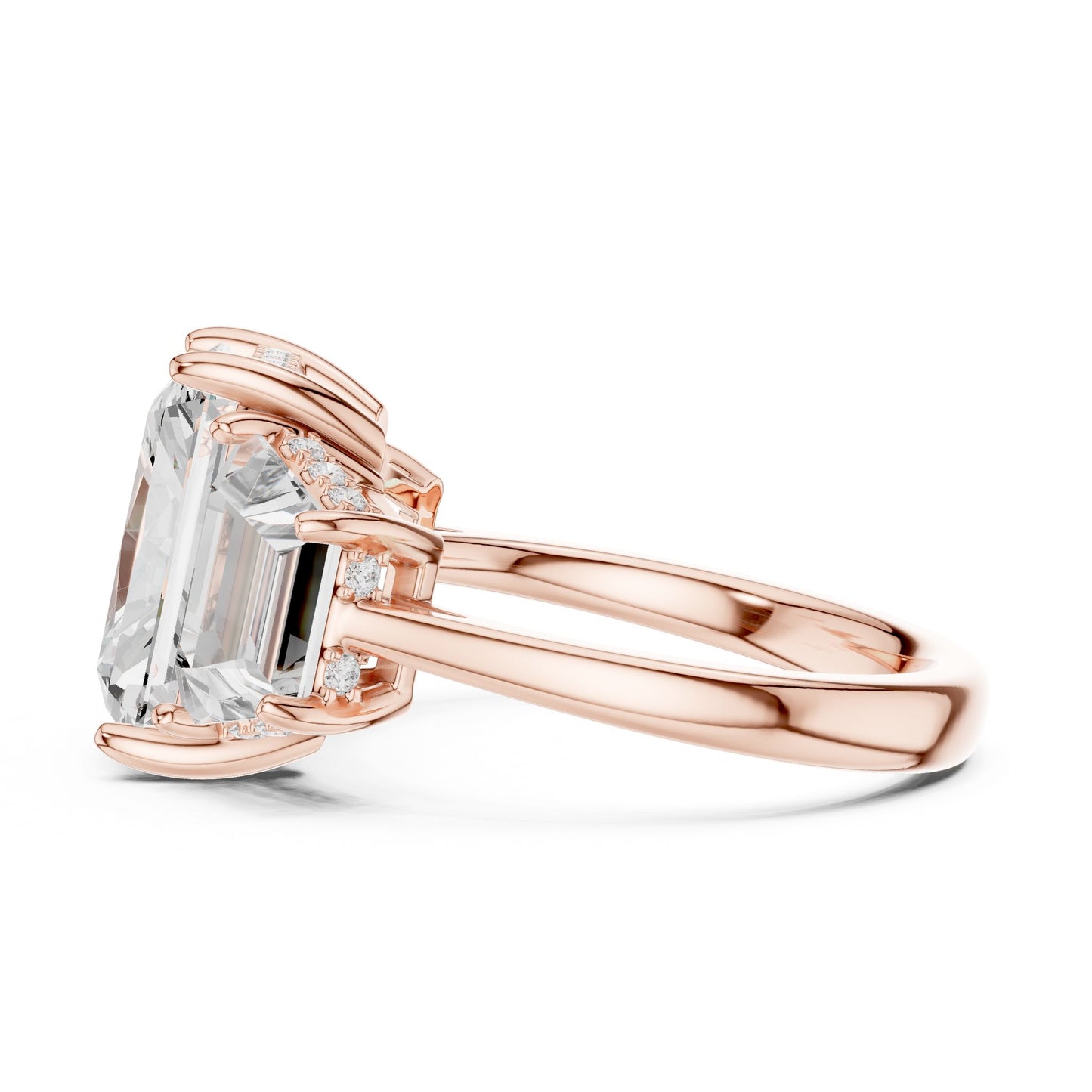 Emerald Lab Grown Diamond Three-Stone Engagement Ring