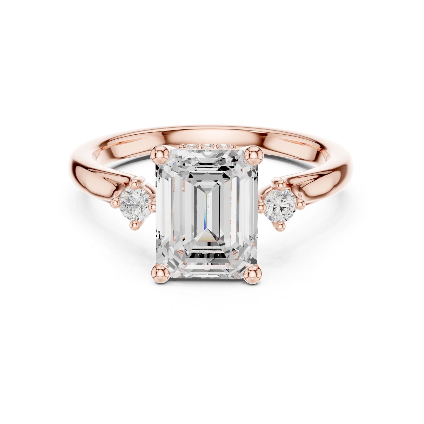 Emerald Lab Grown Diamond Three-Stone Engagement Ring