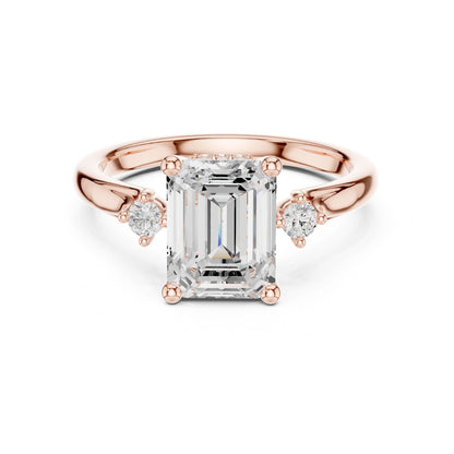 Emerald Lab Grown Diamond Three-Stone Engagement Ring