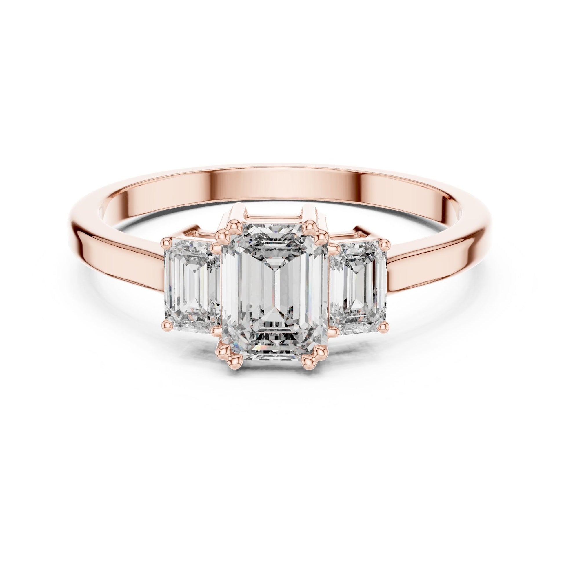 Emerald Lab Grown Diamond Three-Stone Engagement Ring