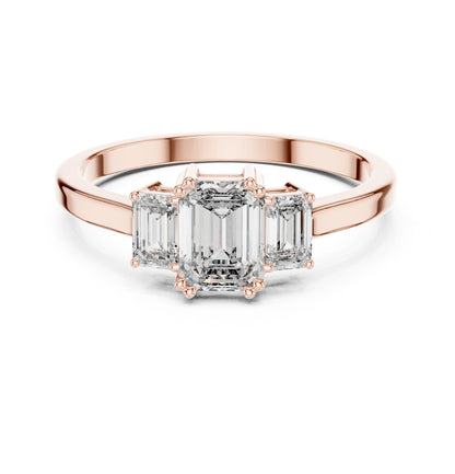 Emerald Lab Grown Diamond Three-Stone Engagement Ring