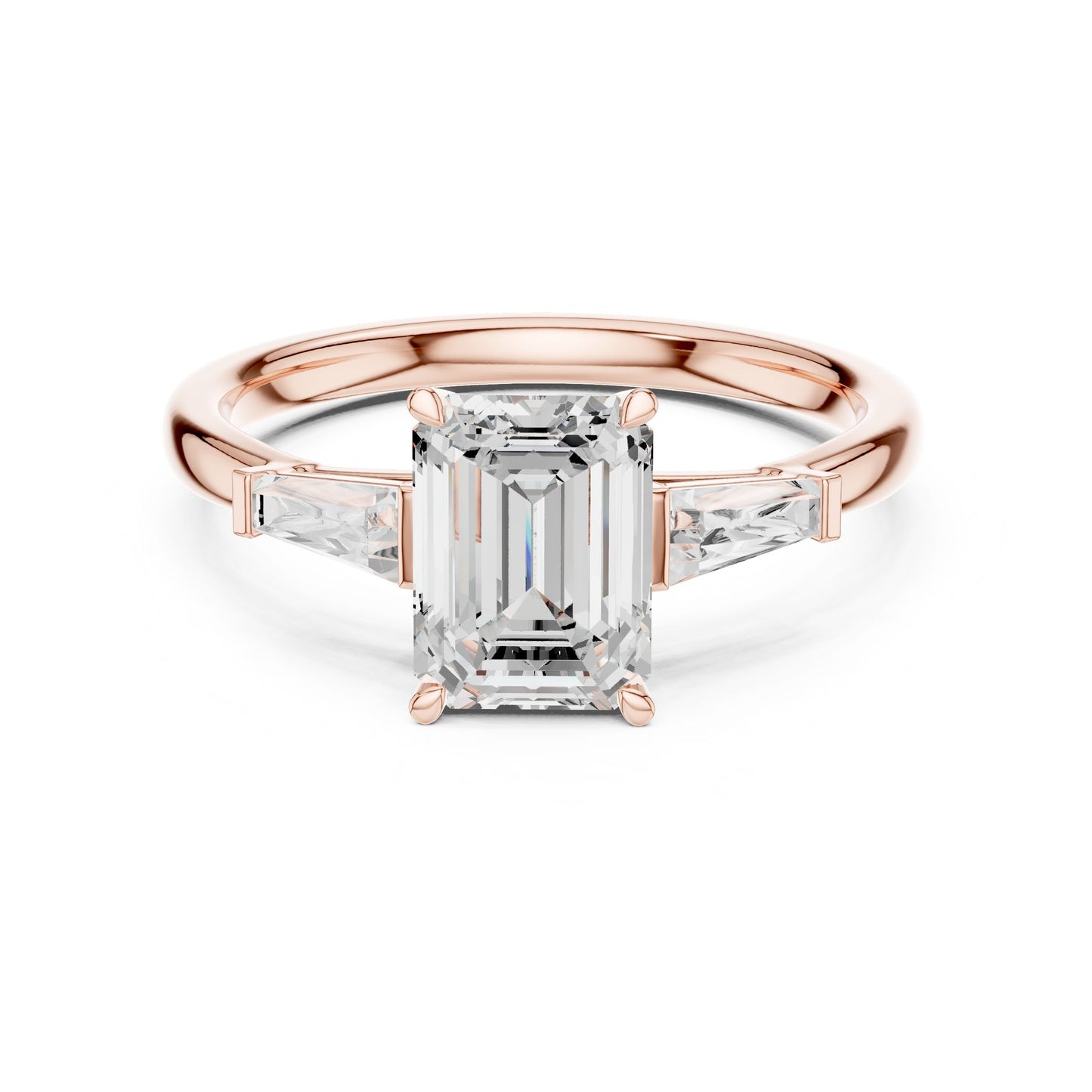 Emerald Lab Grown Diamond Three-Stone Engagement Ring