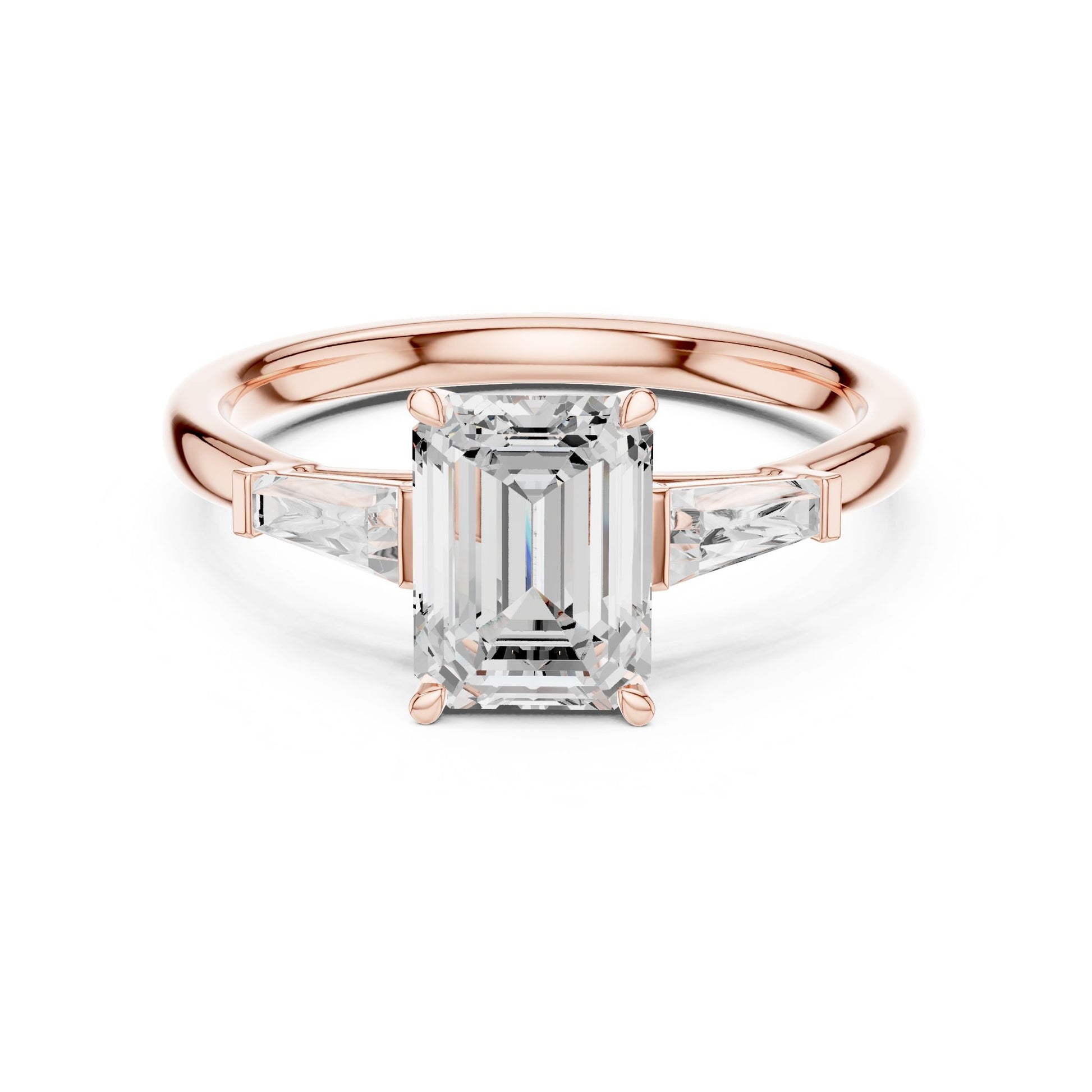 Emerald Lab Grown Diamond Three-Stone Engagement Ring