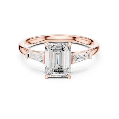 Emerald Lab Grown Diamond Three-Stone Engagement Ring
