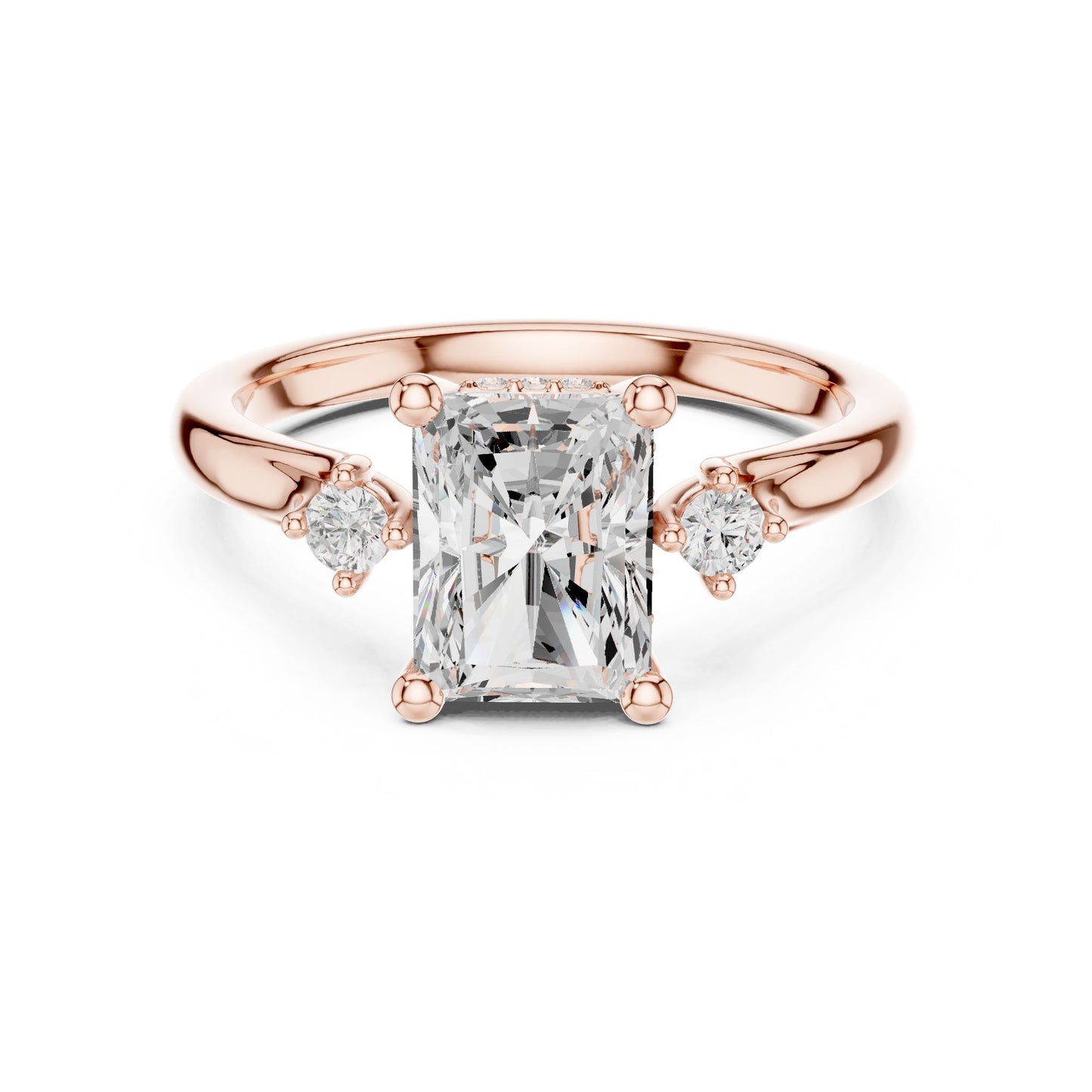 Emerald Lab Grown Diamond Three-Stone Engagement Ring