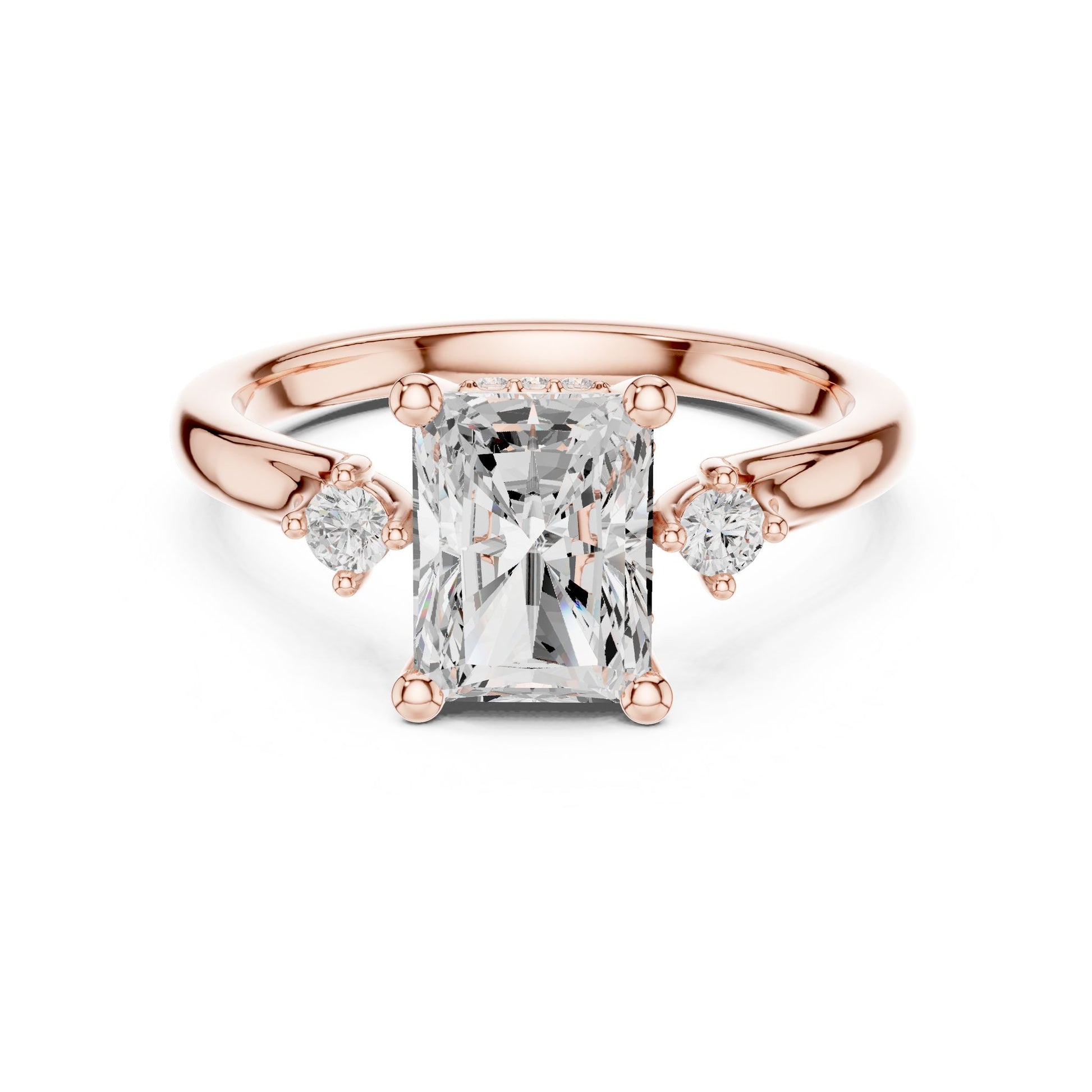 Emerald Lab Grown Diamond Three-Stone Engagement Ring