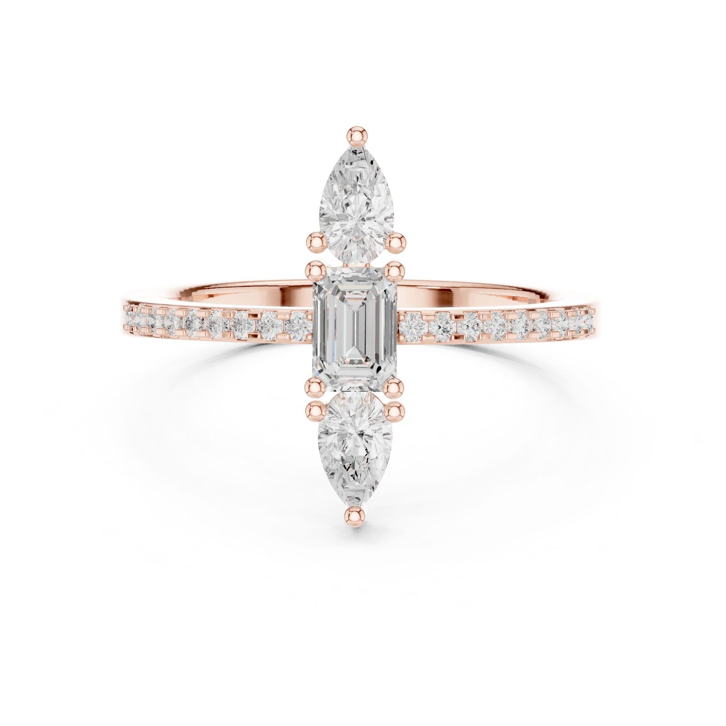 Emerald Lab Grown Diamond Three-Stone Engagement Ring