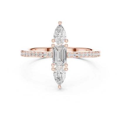 Emerald Lab Grown Diamond Three-Stone Engagement Ring