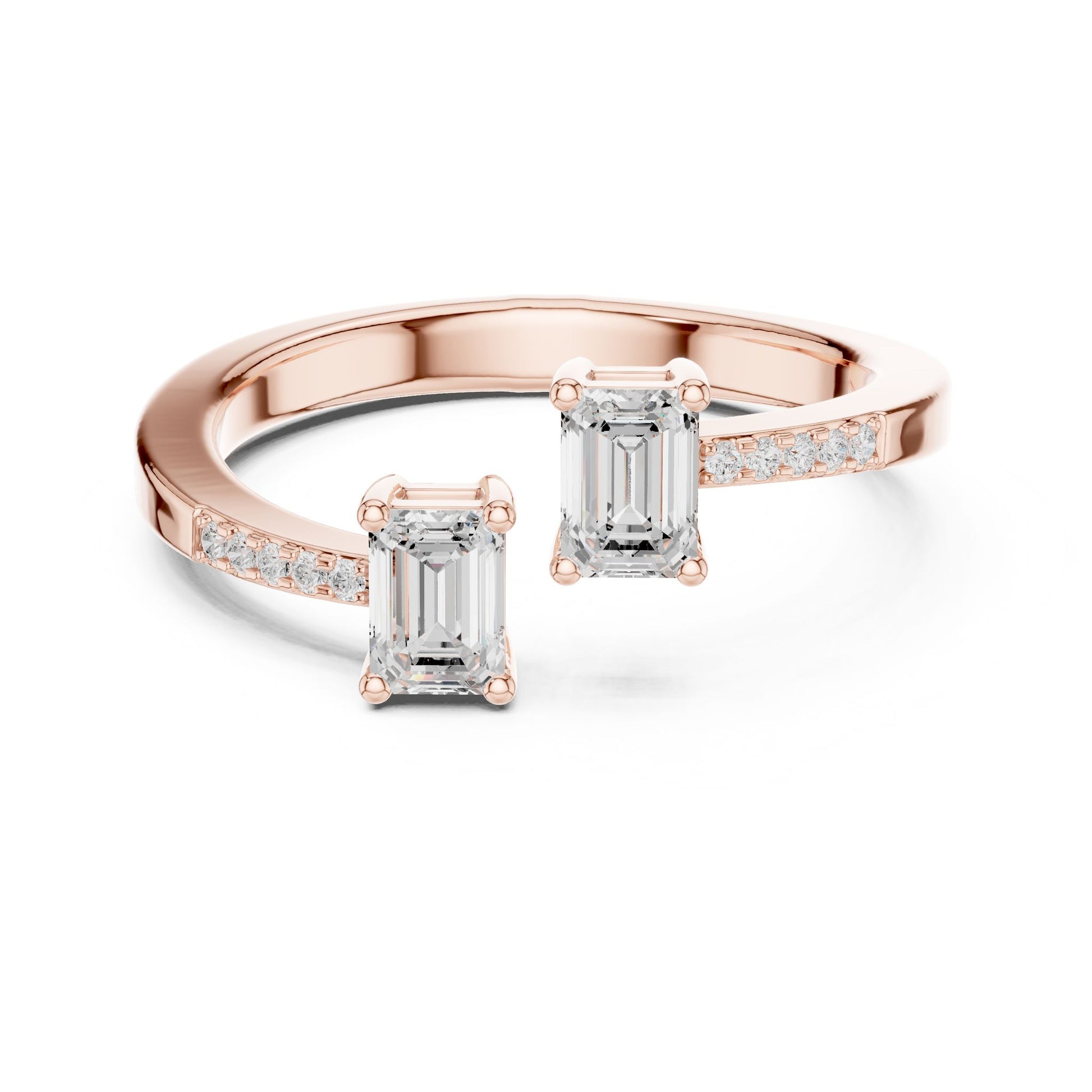 Emerald Lab Grown Diamond Three-Stone Engagement Ring