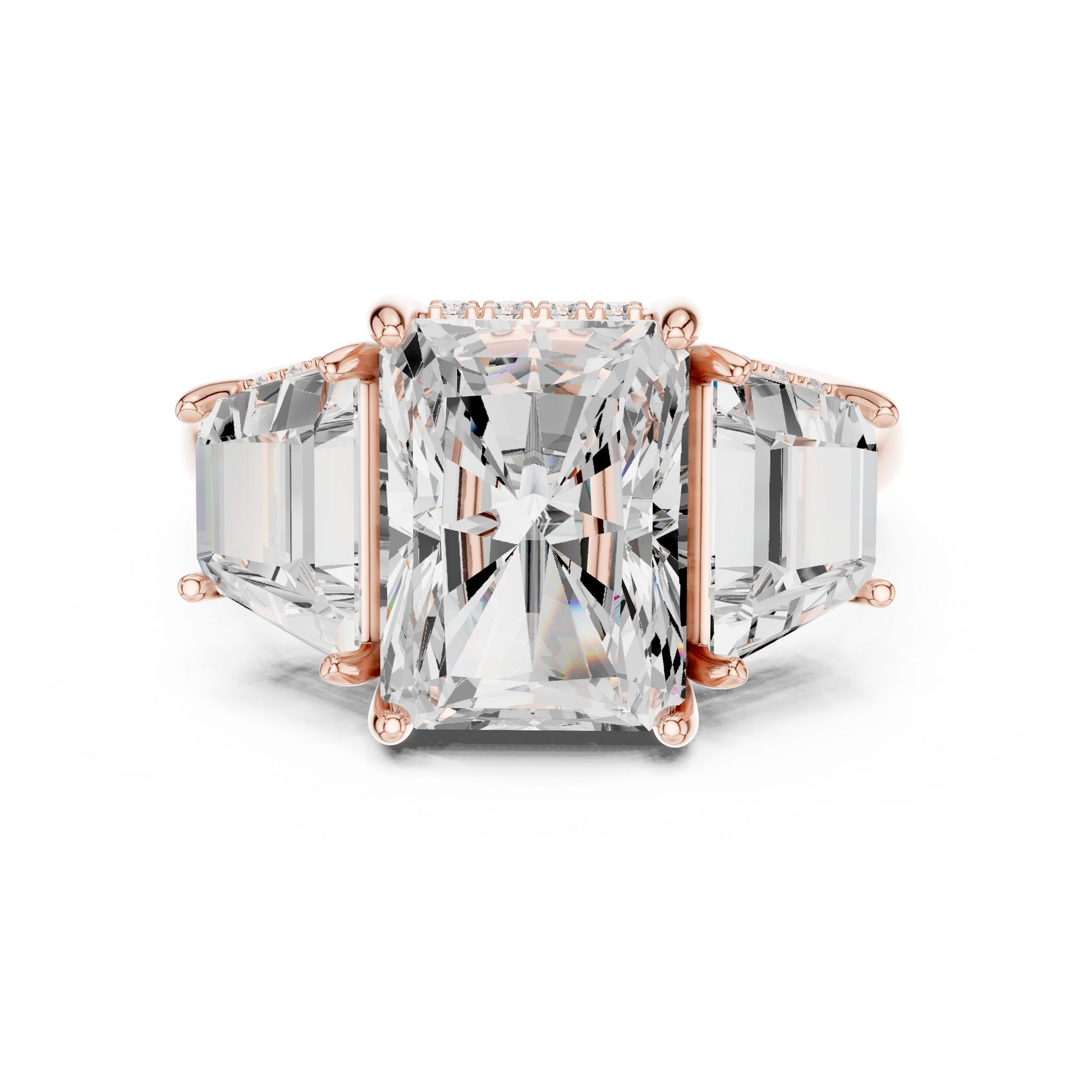Emerald Lab Grown Diamond Three-Stone Engagement Ring