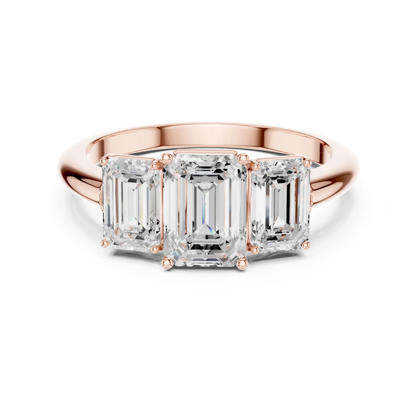 Emerald Lab Grown Diamond Three-Stone Engagement Ring