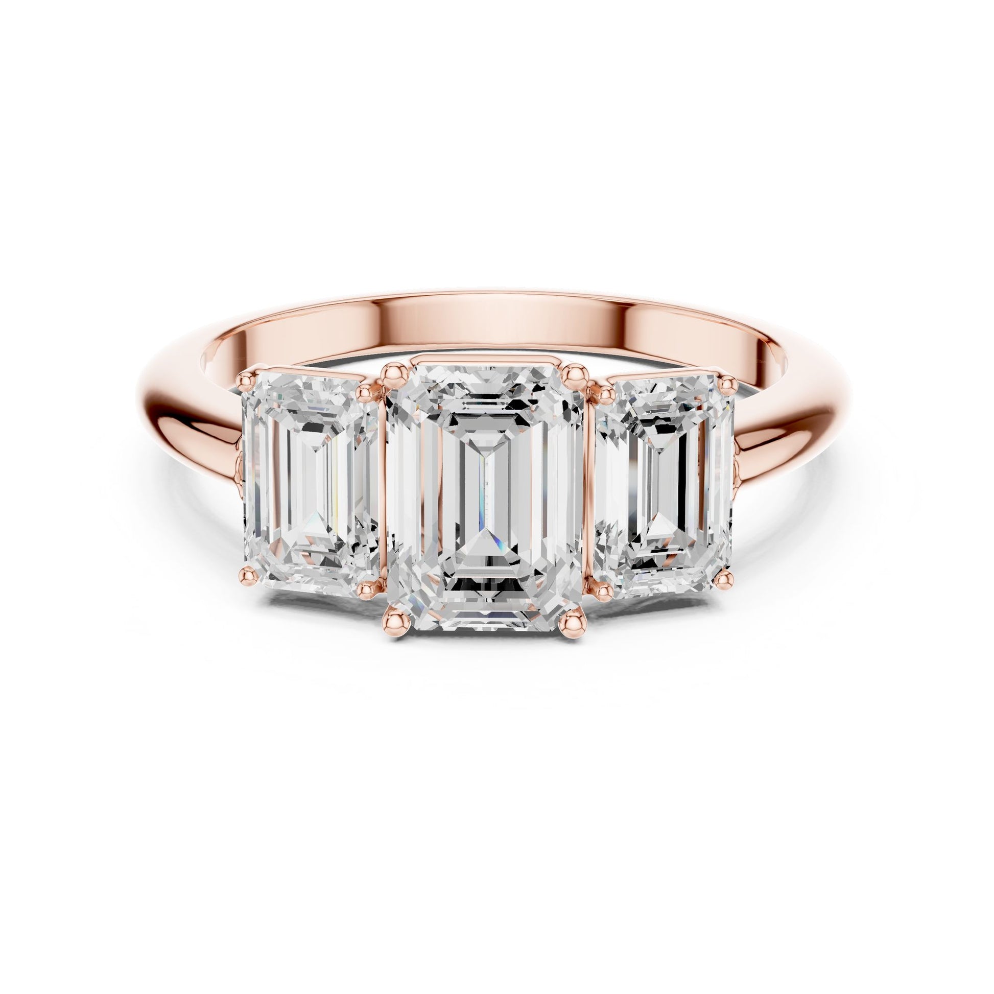 Emerald Lab Grown Diamond Three-Stone Engagement Ring