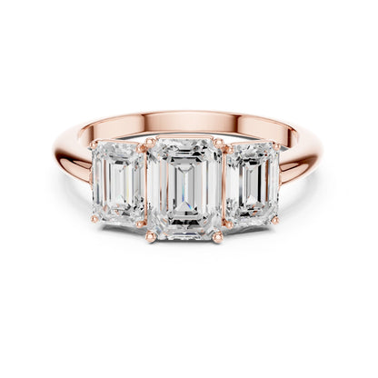 Emerald Lab Grown Diamond Three-Stone Engagement Ring