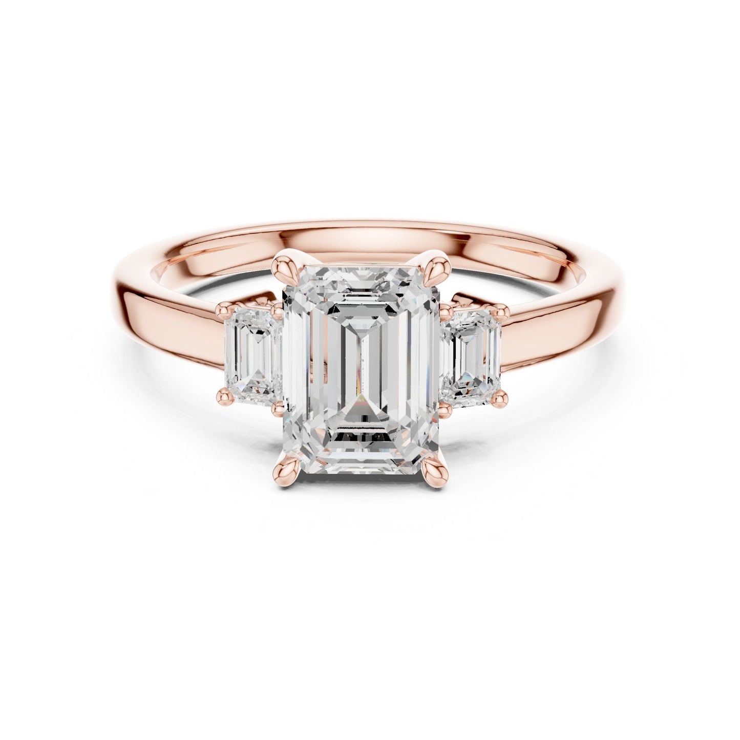 Emerald Lab Grown Diamond Three-Stone Engagement Ring