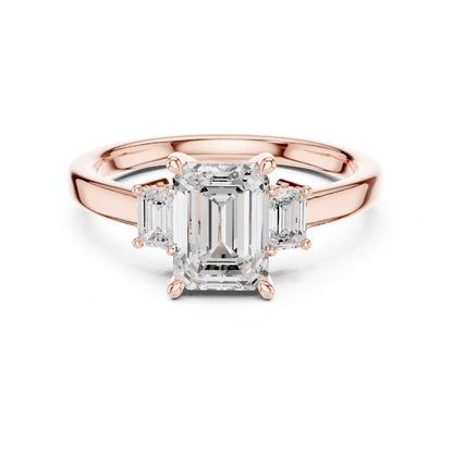 Emerald Lab Grown Diamond Three-Stone Engagement Ring