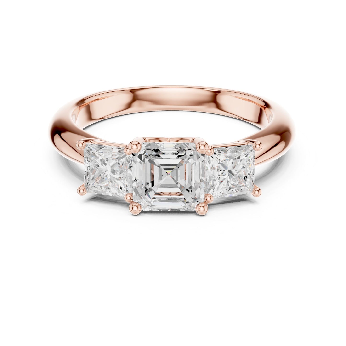 Emerald Lab Grown Diamond Three-Stone Engagement Ring