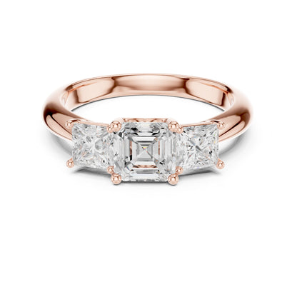 Emerald Lab Grown Diamond Three-Stone Engagement Ring
