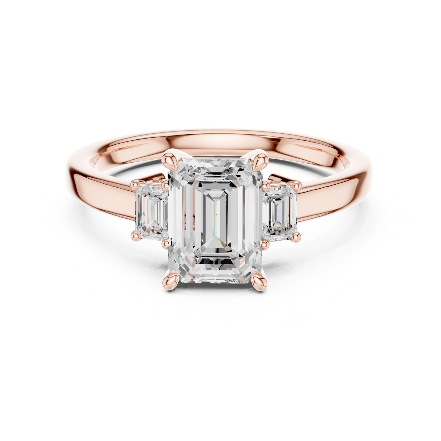 Emerald Lab Grown Diamond Three-Stone Engagement Ring