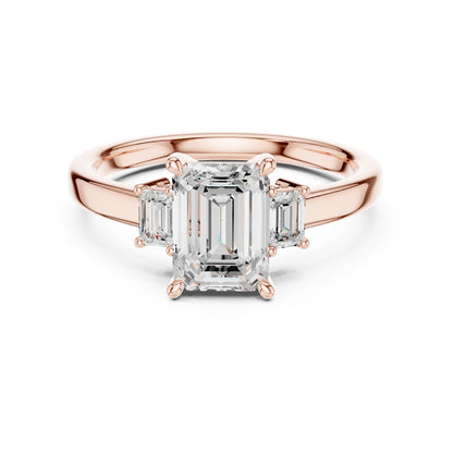 Emerald Lab Grown Diamond Three-Stone Engagement Ring