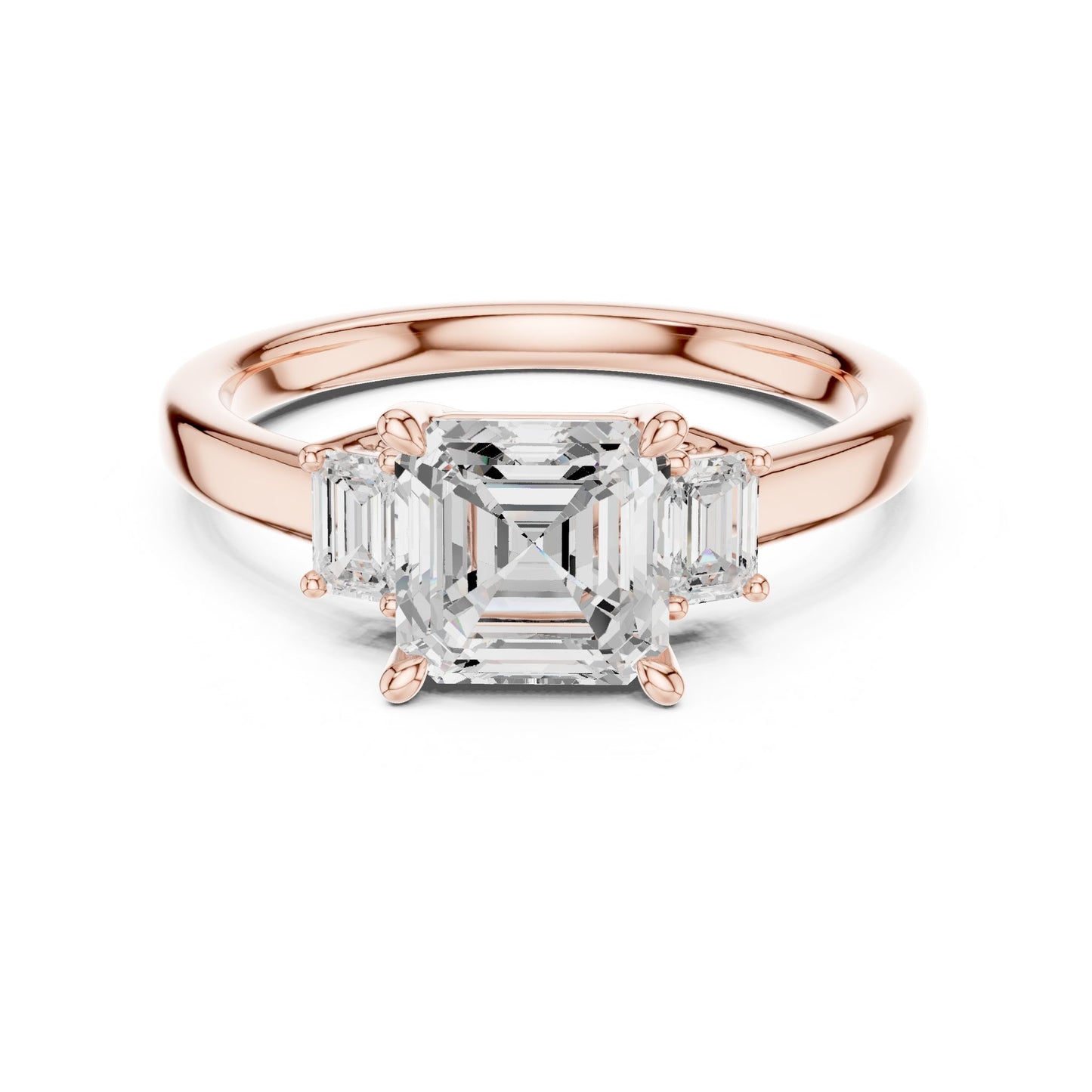 Emerald Lab Grown Diamond Three-Stone Engagement Ring