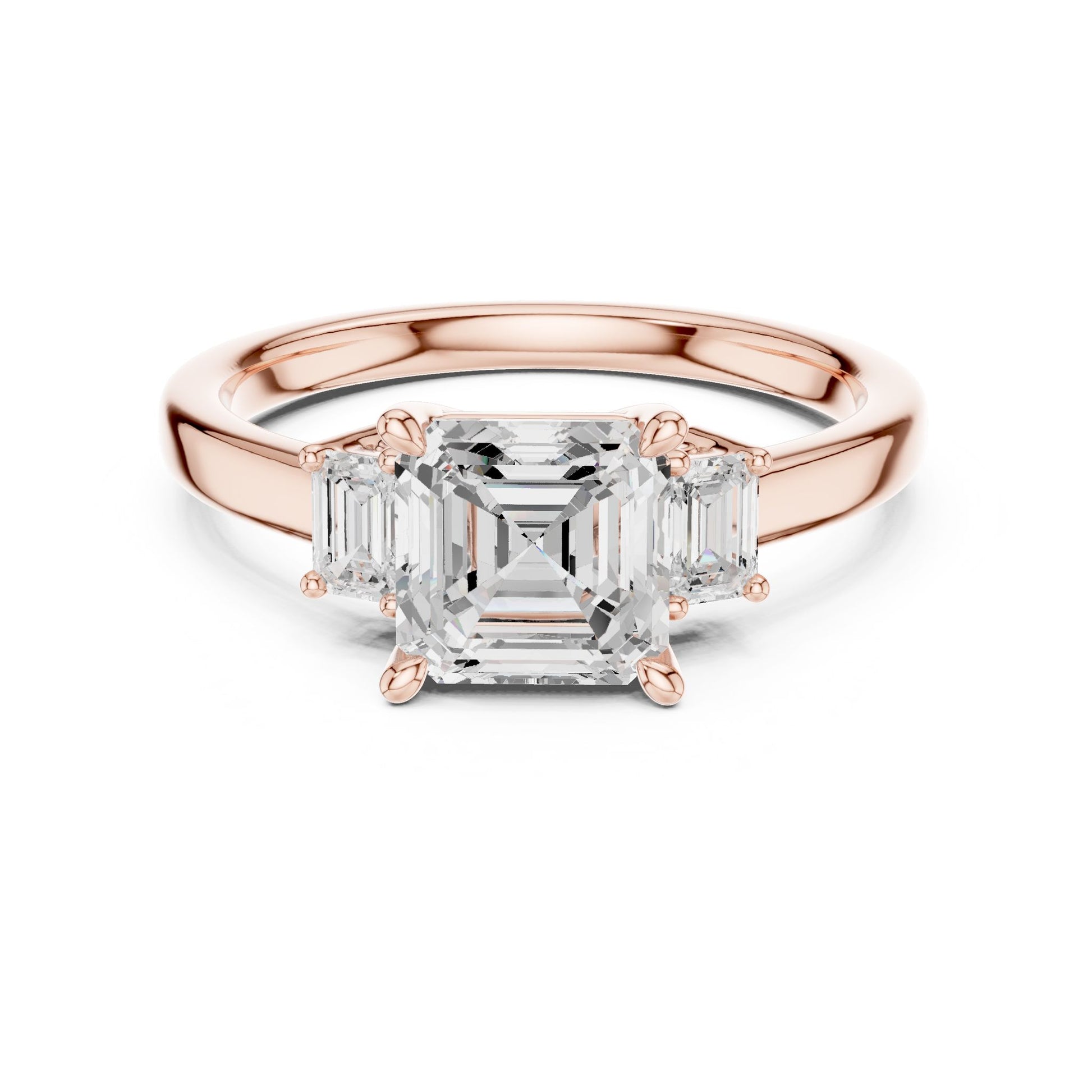 Emerald Lab Grown Diamond Three-Stone Engagement Ring