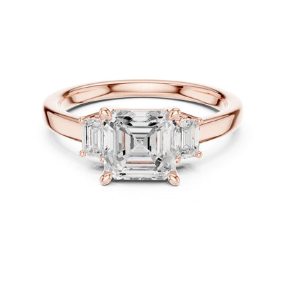 Emerald Lab Grown Diamond Three-Stone Engagement Ring