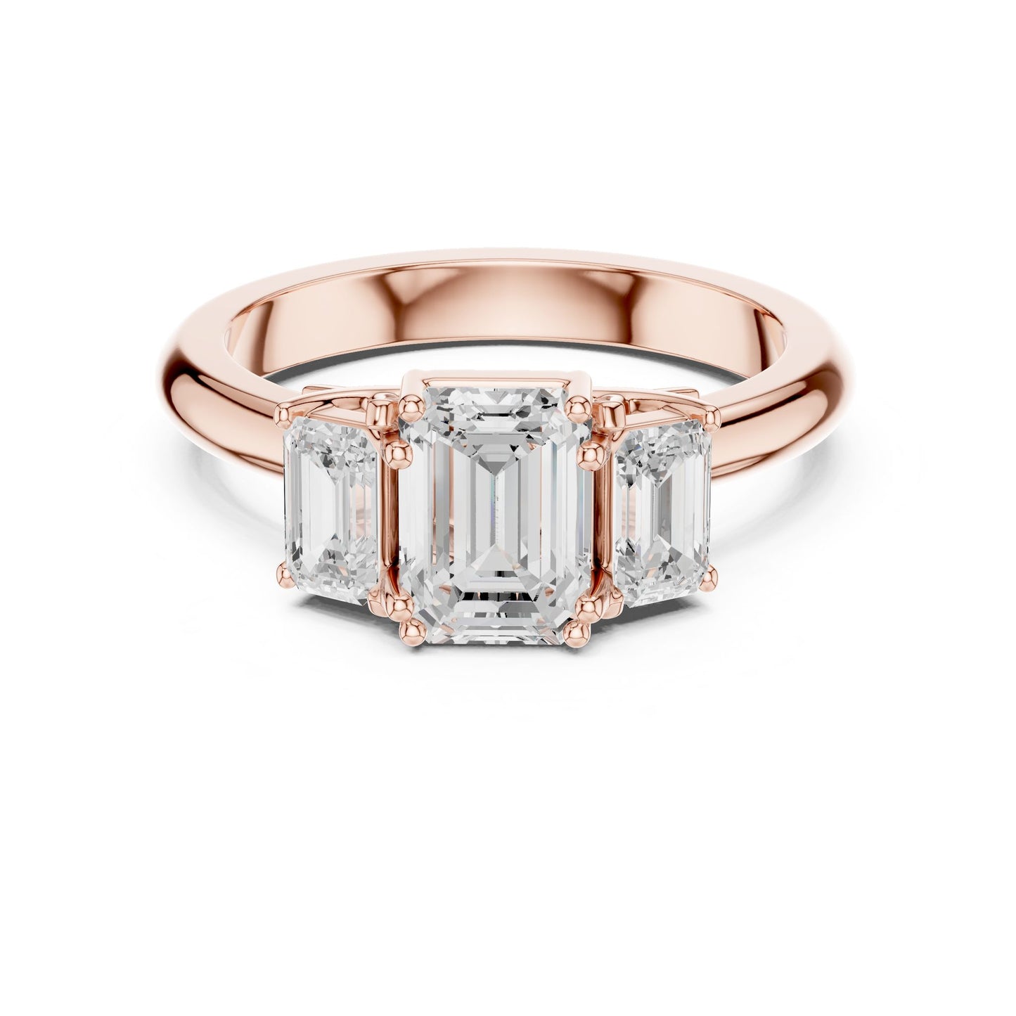 Emerald Lab Grown Diamond Three-Stone Engagement Ring