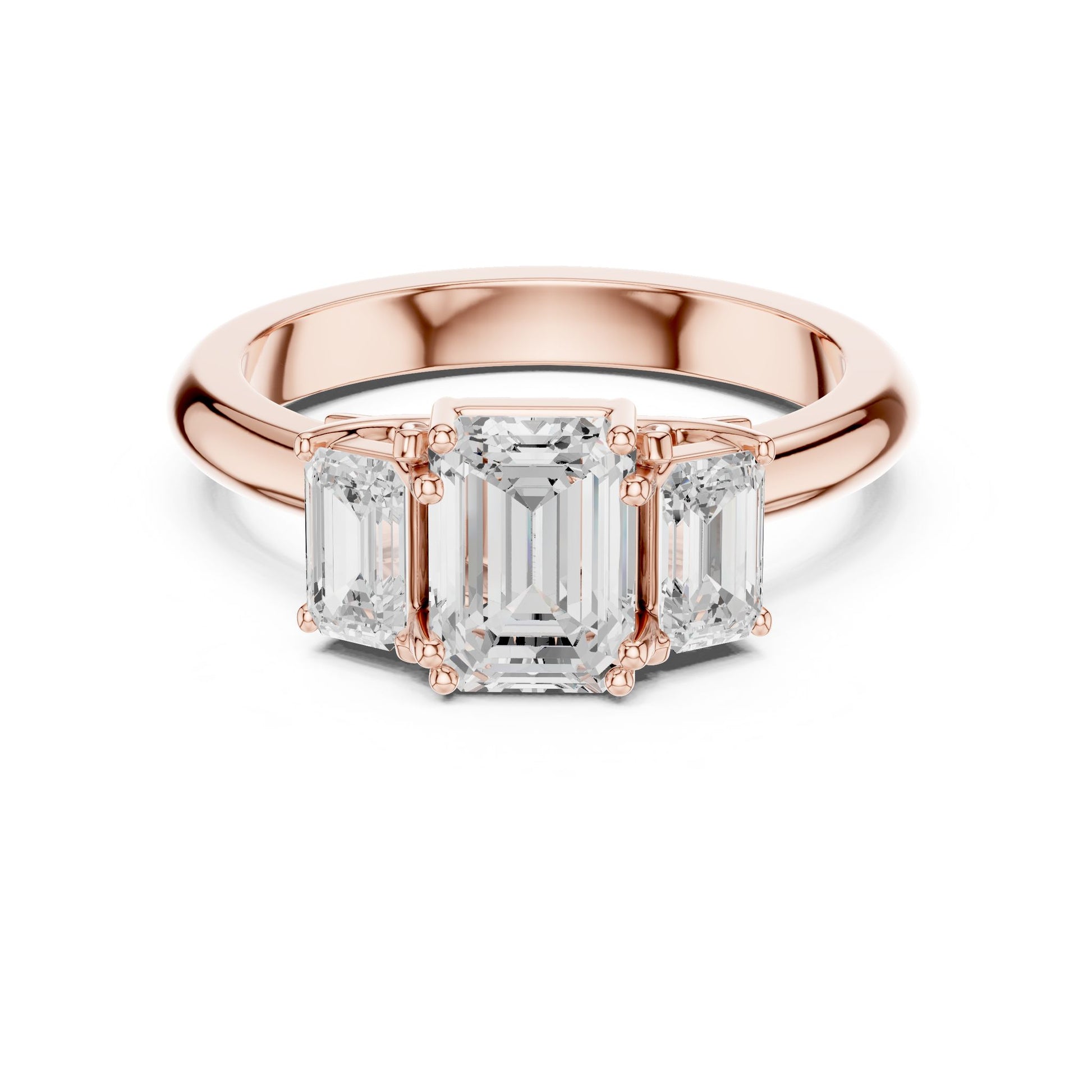 Emerald Lab Grown Diamond Three-Stone Engagement Ring