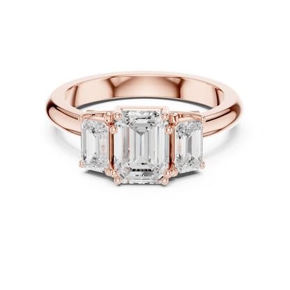 Emerald Lab Grown Diamond Three-Stone Engagement Ring