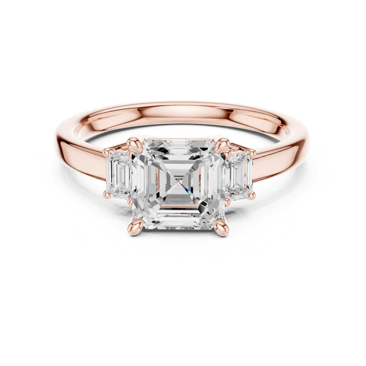 Emerald Lab Grown Diamond Three-Stone Engagement Ring