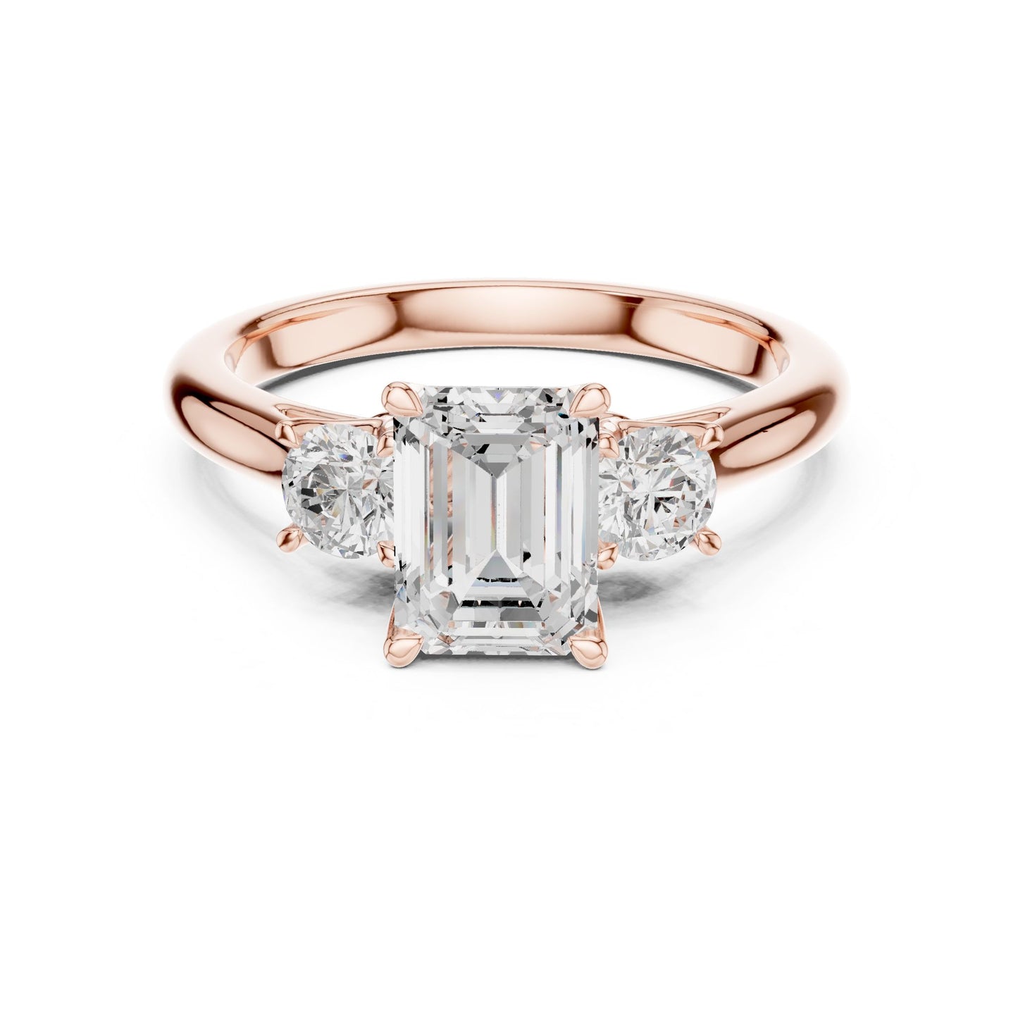 Emerald Lab Grown Diamond Three-Stone Engagement Ring