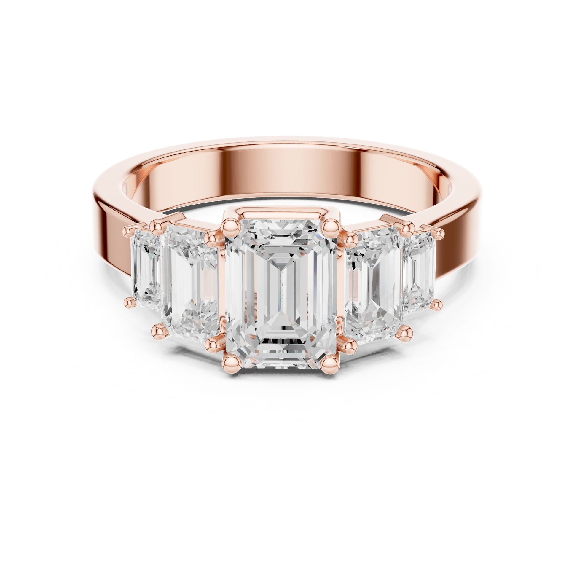 Emerald Lab Grown Diamond Three-Stone Engagement Ring