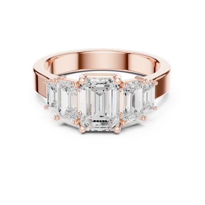 Emerald Lab Grown Diamond Three-Stone Engagement Ring