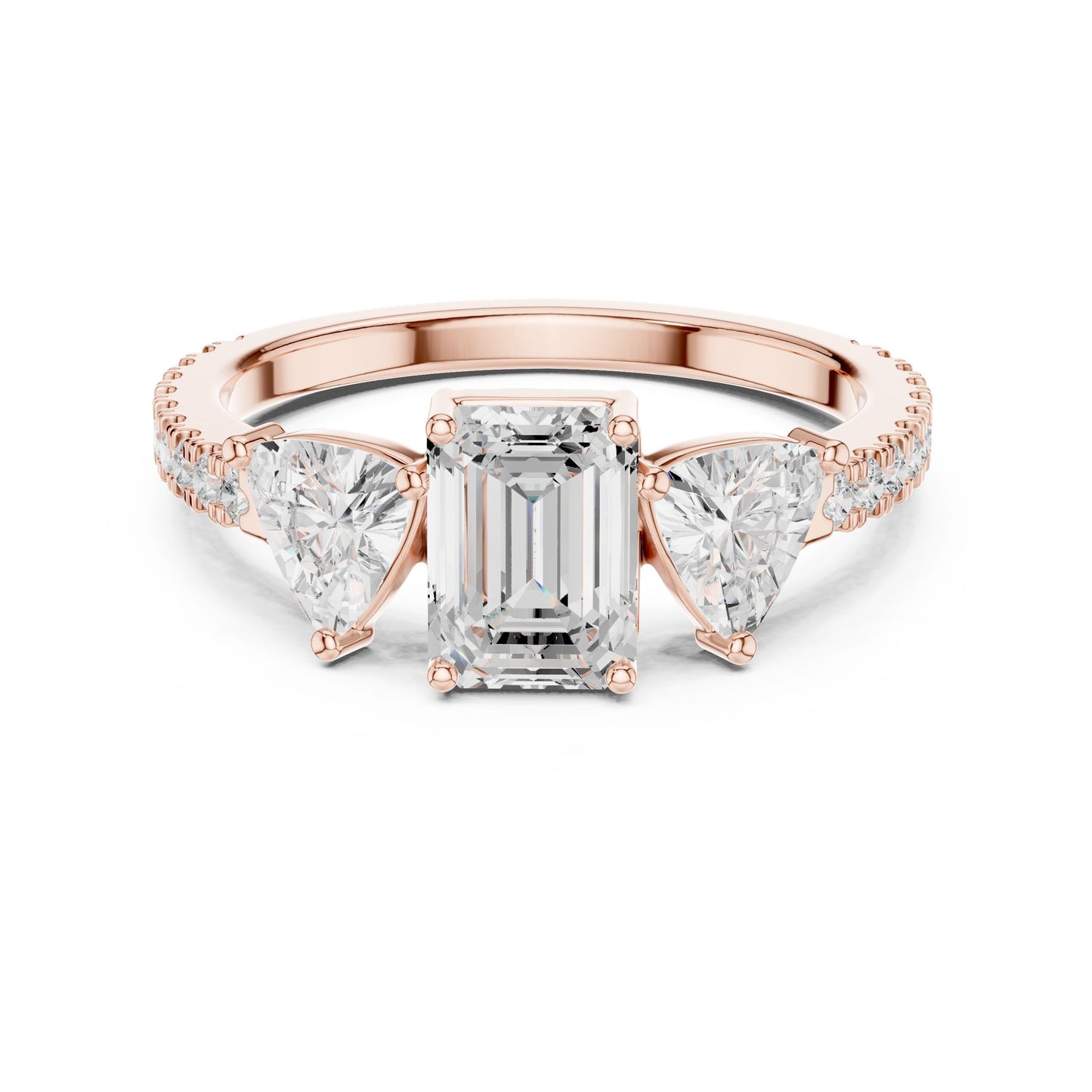 Emerald Lab Grown Diamond Three-Stone Engagement Ring