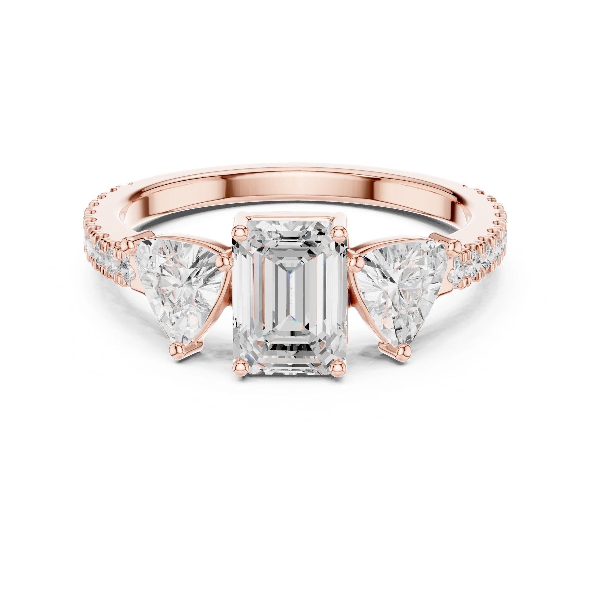 Emerald Lab Grown Diamond Three-Stone Engagement Ring