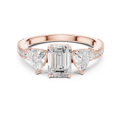 Emerald Lab Grown Diamond Three-Stone Engagement Ring