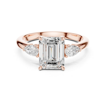 Emerald Lab Grown Diamond Three-Stone Engagement Ring