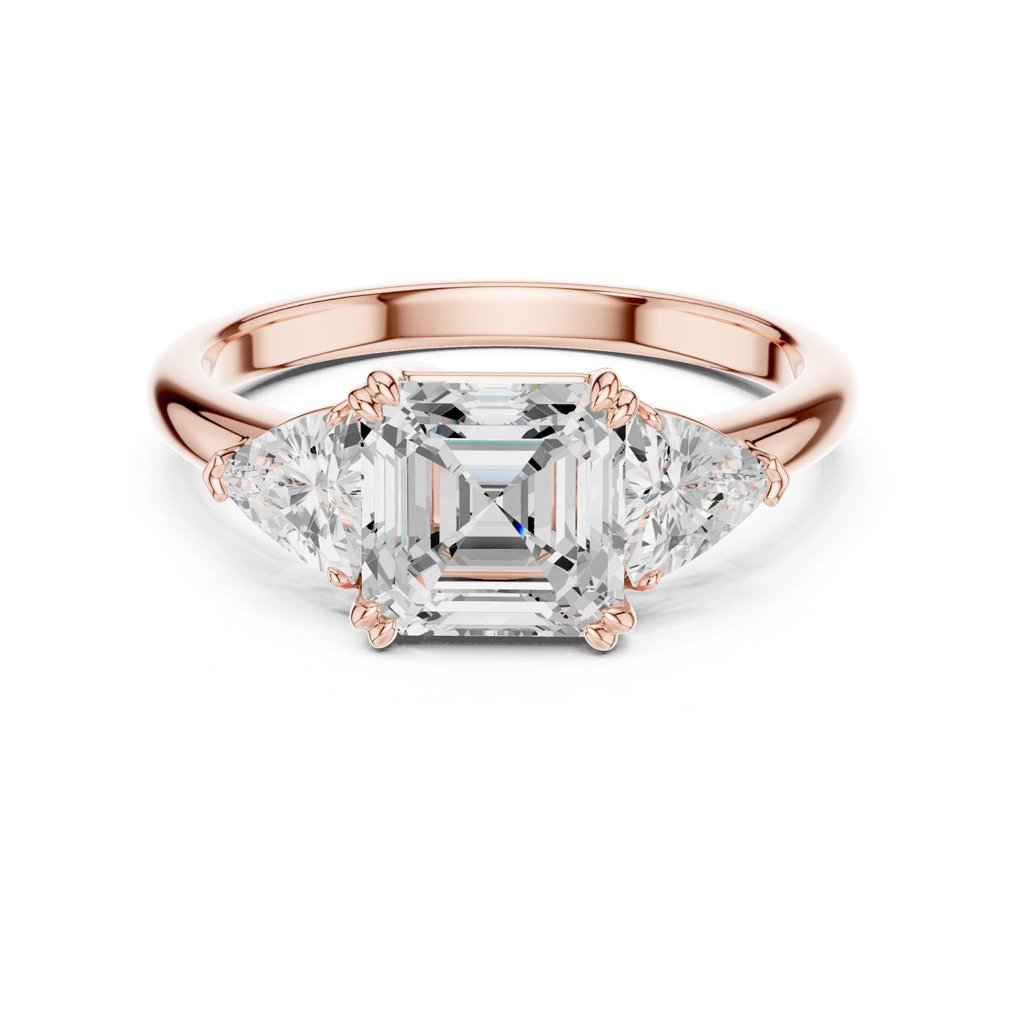 Emerald Lab Grown Diamond Three-Stone Engagement Ring
