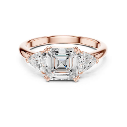 Emerald Lab Grown Diamond Three-Stone Engagement Ring