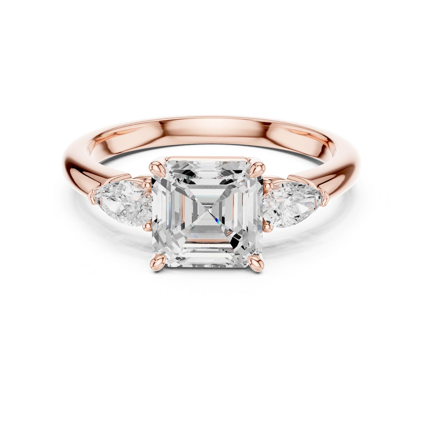 Emerald Lab Grown Diamond Three-Stone Engagement Ring
