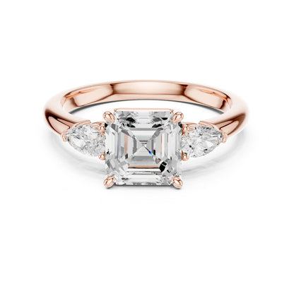 Emerald Lab Grown Diamond Three-Stone Engagement Ring