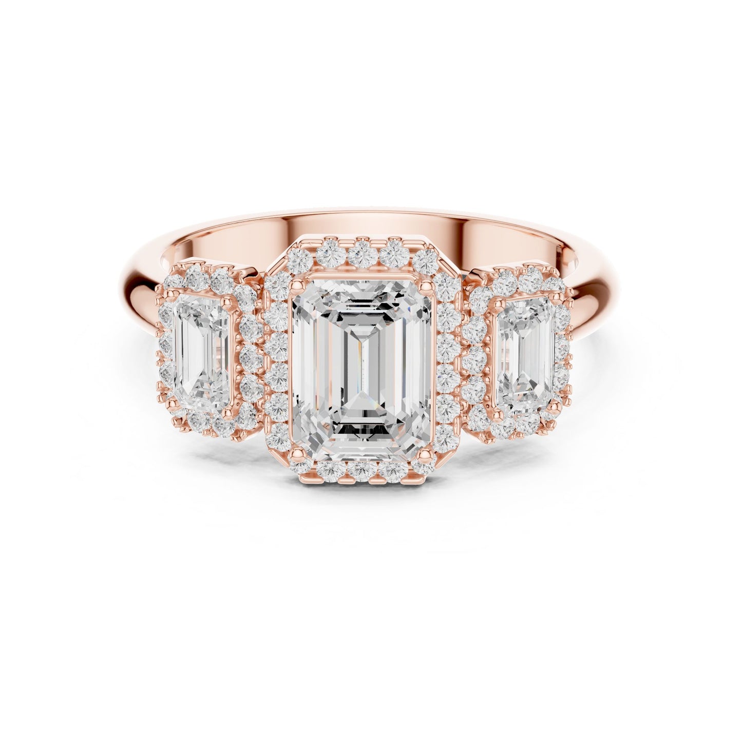 Emerald Lab Grown Diamond Three-Stone Engagement Ring